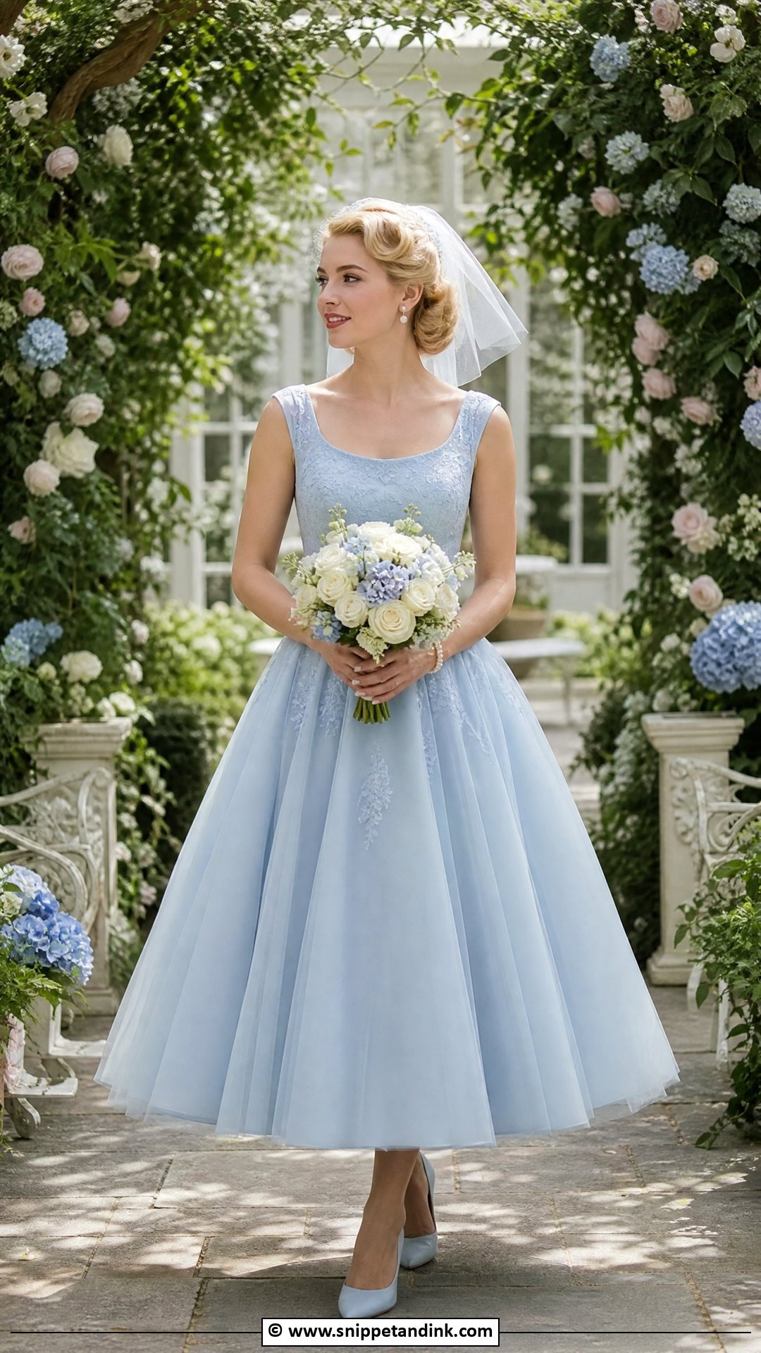 Blue Tea Length Wedding Dress - Snippet and Ink - 35 Blue Wedding Dress Ideas