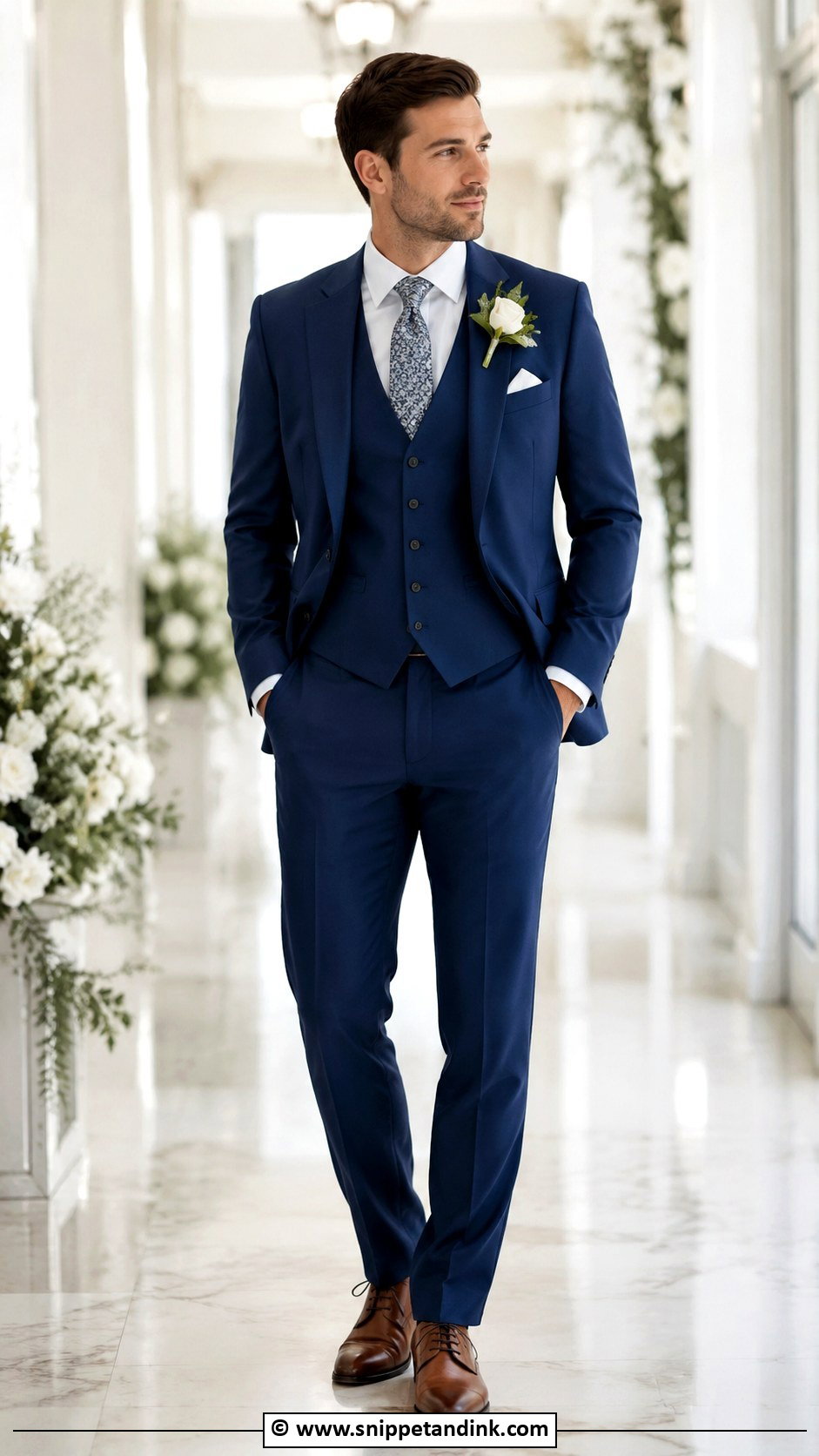 Blue Three Piece Wedding Suit - Snippet and Ink - 30 Blue Suit Wedding Ideas