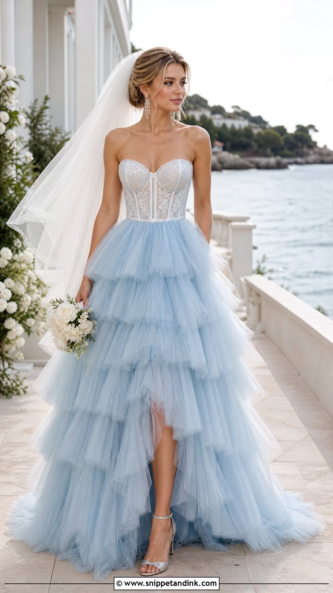 Blue Tiered Tulle Wedding Dress - Snippet and Ink - 20 Tiered Tulle Wedding Dress Ideas