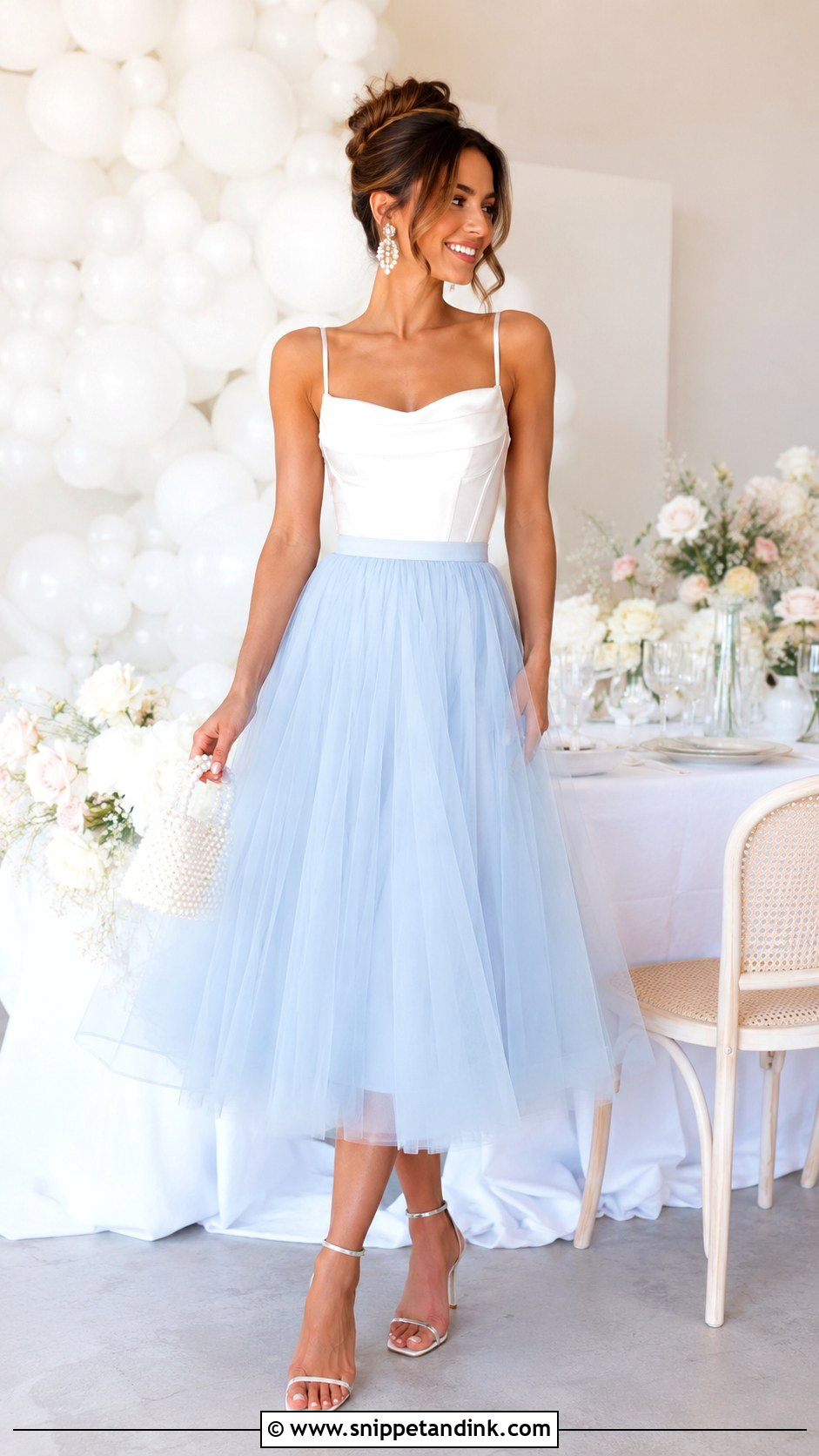 Blue Tulle Skirt And Fitted Top Outfit - Snippet and Ink - 25 Something Blue Bachelorette Party Outfit Ideas