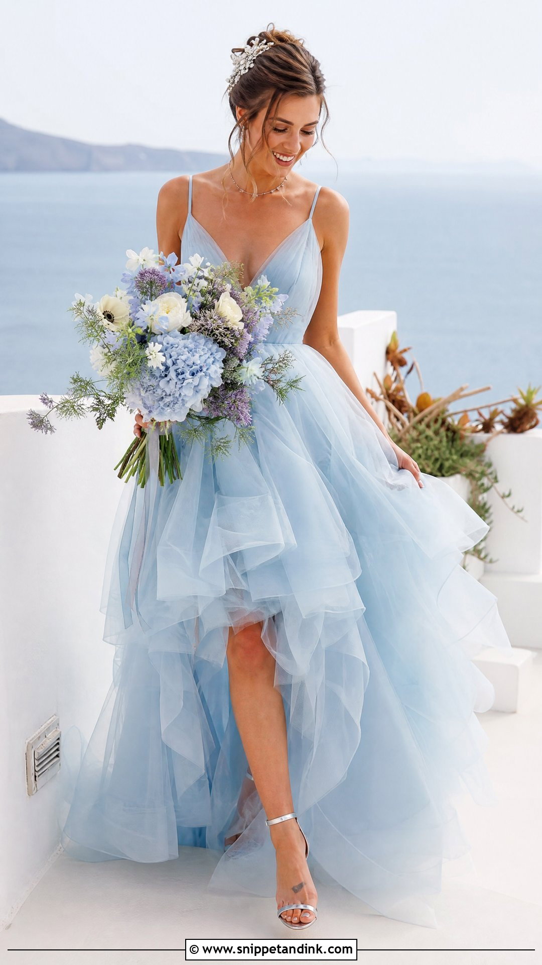 Blue Tulle Wedding Dress With Silver Jewelry - Snippet and Ink - 25 Not White Wedding Dress Ideas