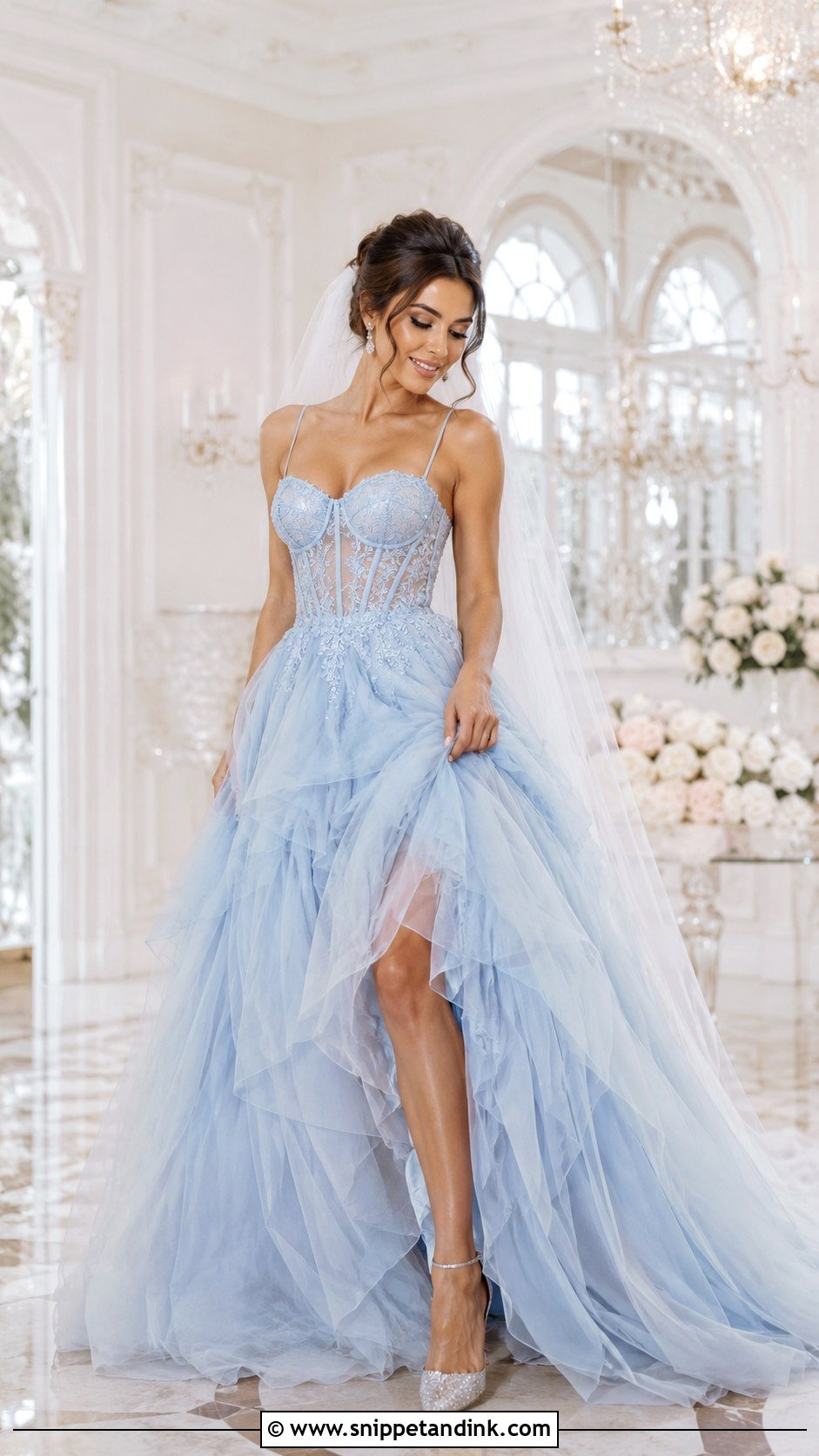 Blue Tulle Wedding Gown - Snippet and Ink - 25 Blue Wedding Gowns
