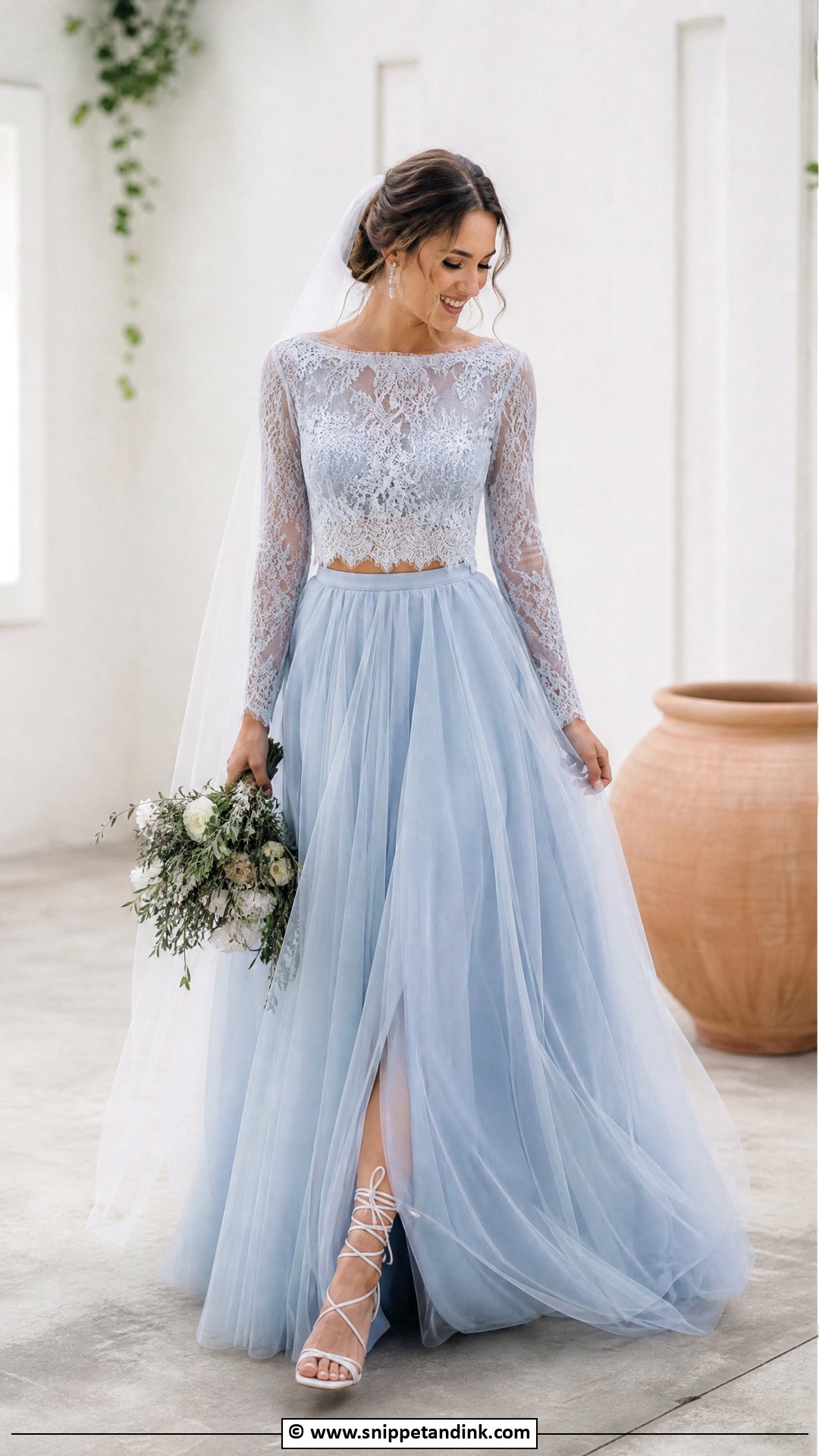 Blue Two Piece Wedding Dress - Snippet and Ink - 35 Blue Wedding Dress Ideas
