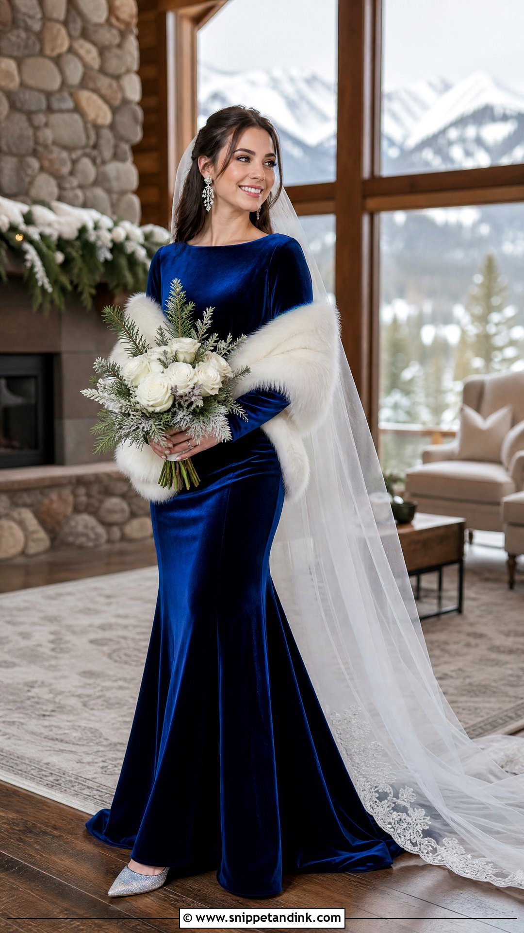 Blue Velvet Winter Bridal Dress - Snippet and Ink - 25 Blue Bridal Dress Ideas