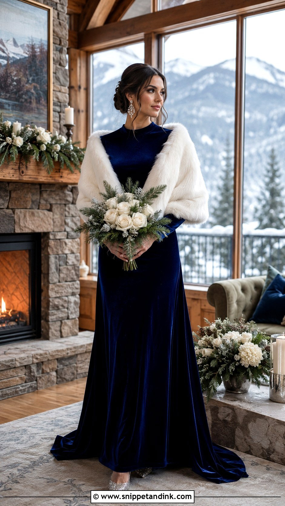 Blue Velvet Winter Wedding Dress Outfit - Snippet and Ink - 20 Blue Wedding Dress Outfit Ideas