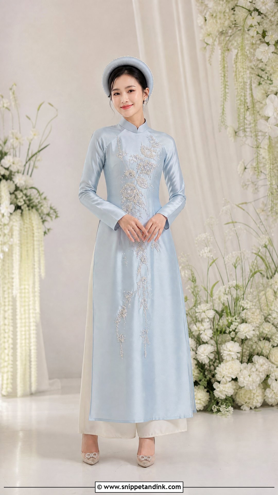 Blue Vietnamese Wedding Ao Dai - Snippet and Ink - 25 Vietnamese Wedding Dress Ideas