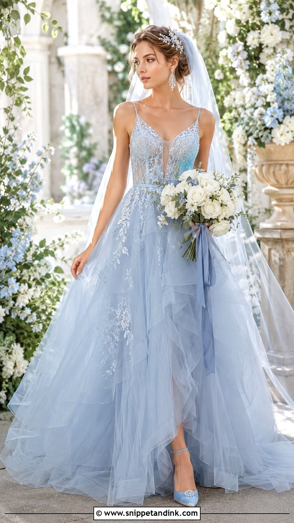 Blue Wedding Dress - Snippet and Ink - 25 Enchanted Wedding Dress Ideas