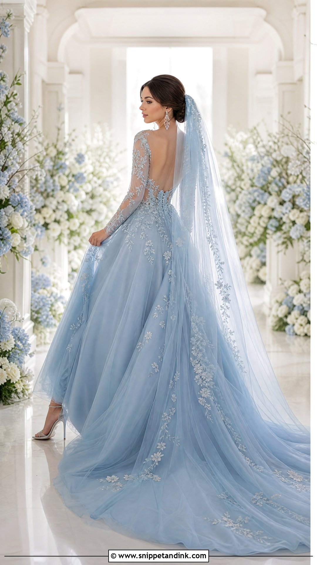 Blue Wedding Dress With Long Train - Snippet and Ink - 25 Wedding Dress with Train Ideas