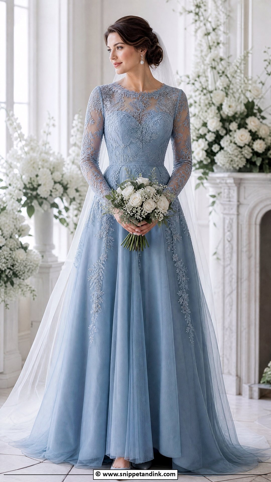 Blue Wedding Dress With Sleeves - Snippet and Ink - 35 Blue Wedding Dress Ideas