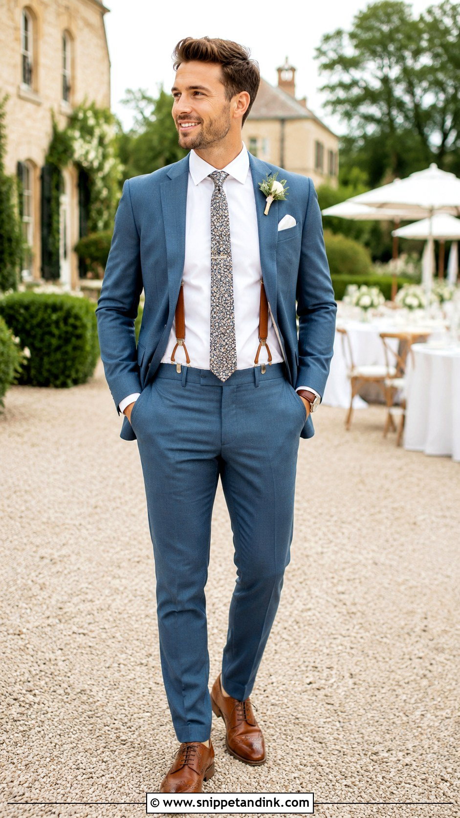 Blue Wedding Suit With Suspenders - Snippet and Ink - 20 Blue Suits Wedding