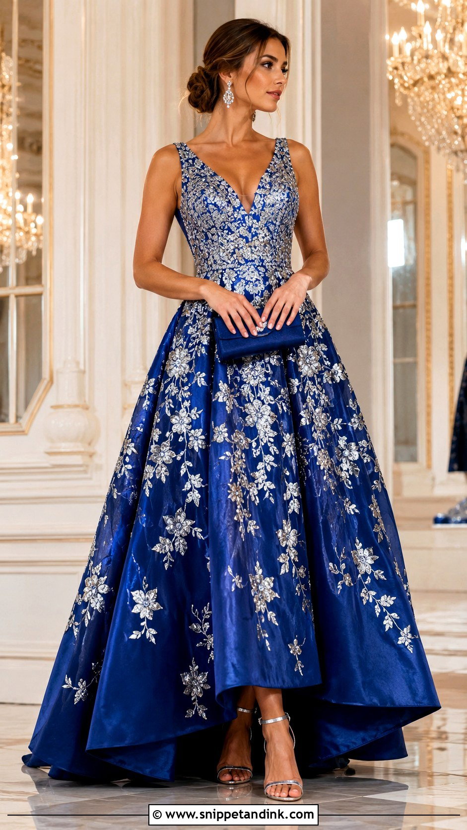 Blue and Silver Embroidered Ballgown - Snippet and Ink - 20 Blue Ballgown Ideas