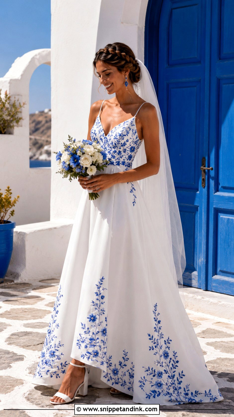Blue and White Wedding Dress - Snippet and Ink - 20 Mama Mia Wedding Dress Ideas