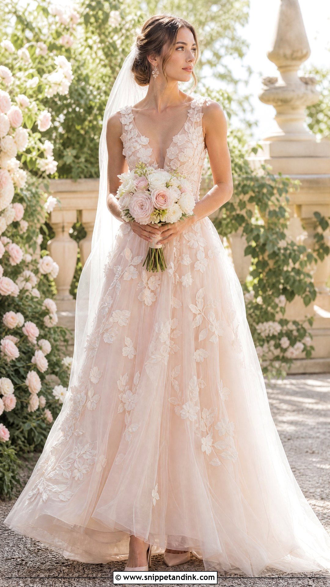 Blush 3D Floral Wedding Dress - Snippet and Ink - 20 Wedding Dresses 3d Flowers