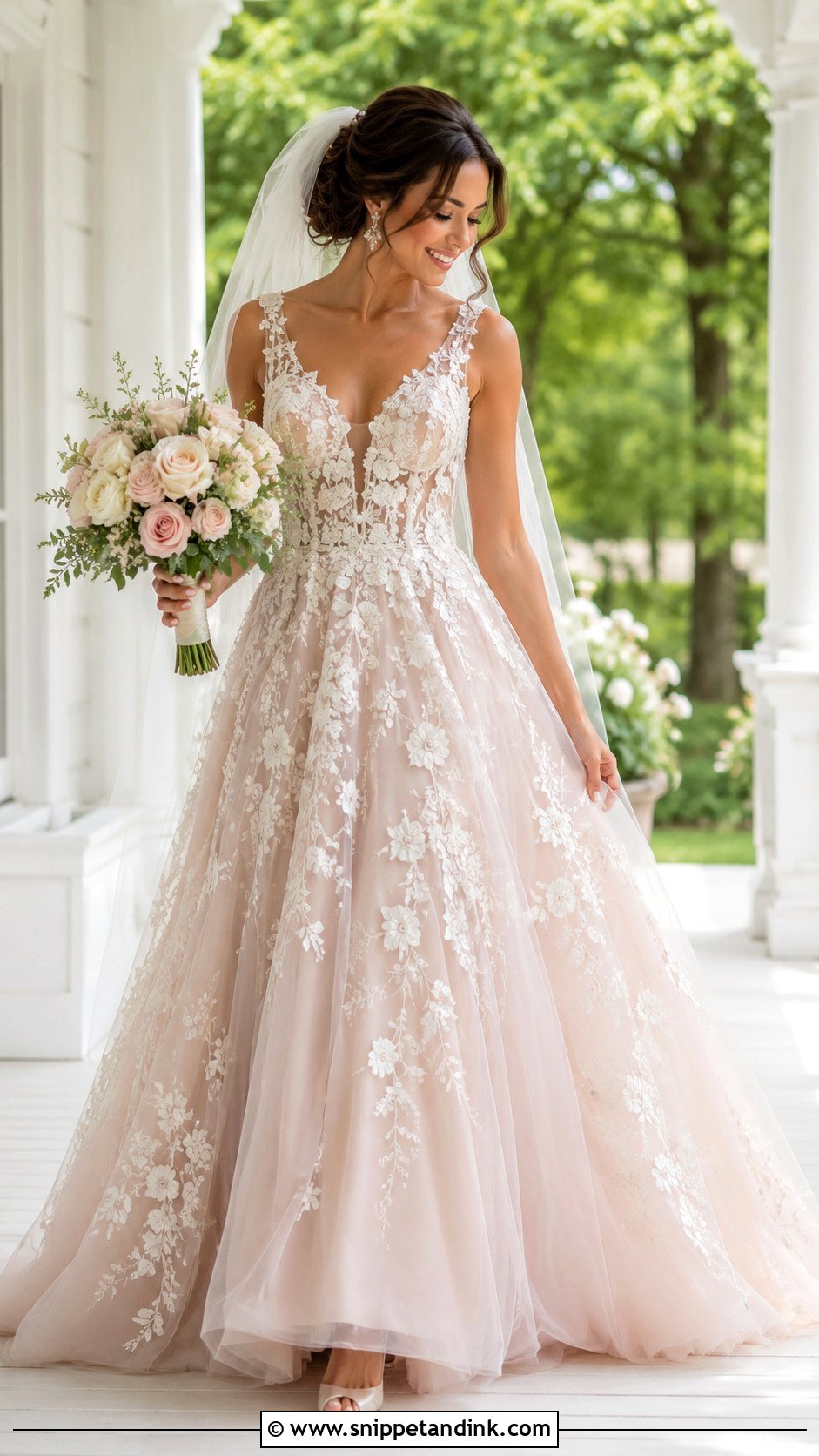Blush 3D Lace Wedding Dress - Snippet and Ink - 20 3D Lace Wedding Dress Ideas