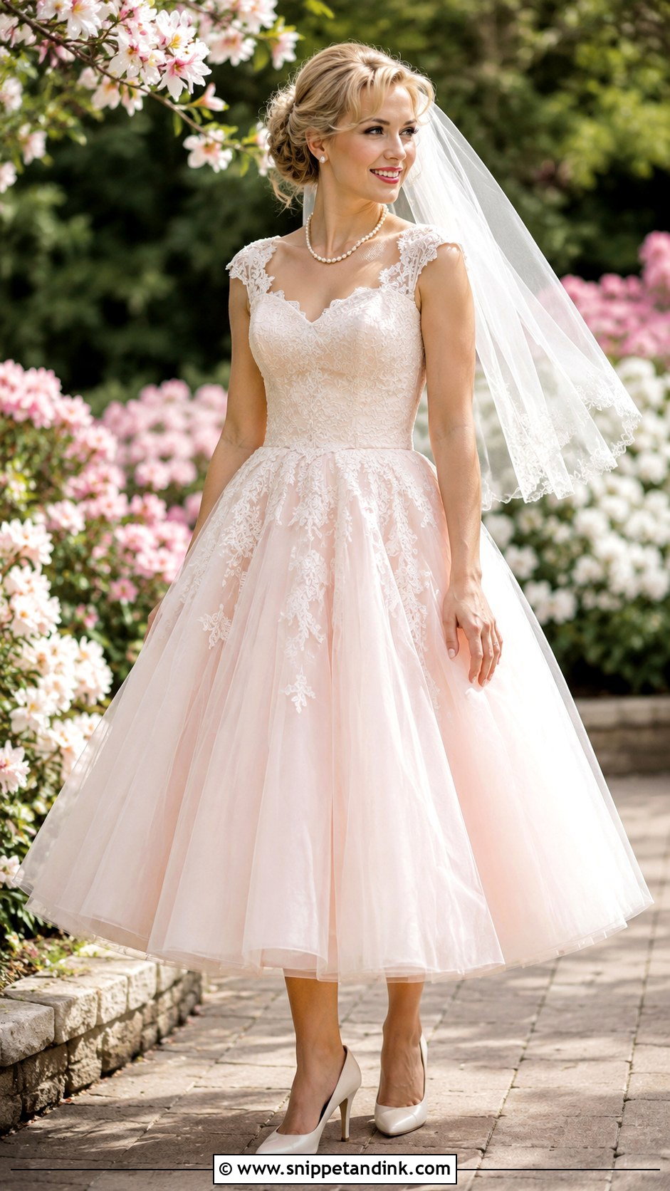 Blush 50s Wedding Dress - Snippet and Ink - 30 50s Wedding Dress Ideas