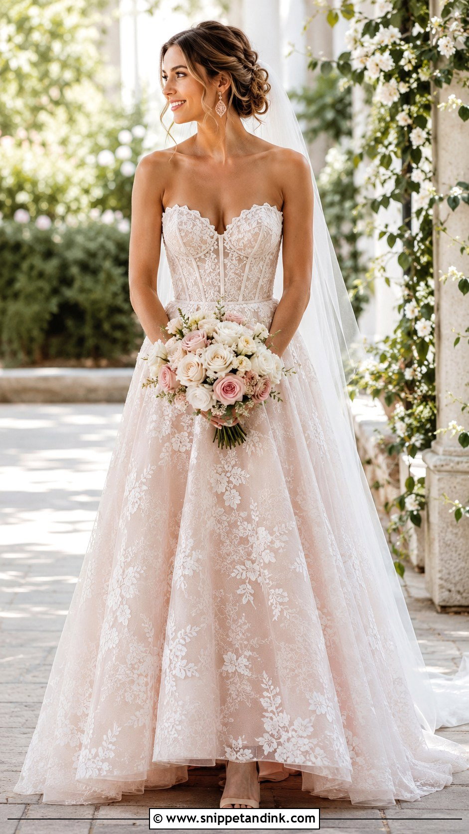 Blush A Line Corset Wedding Dress - Snippet and Ink - 20 A Line Corset Wedding Dress Ideas