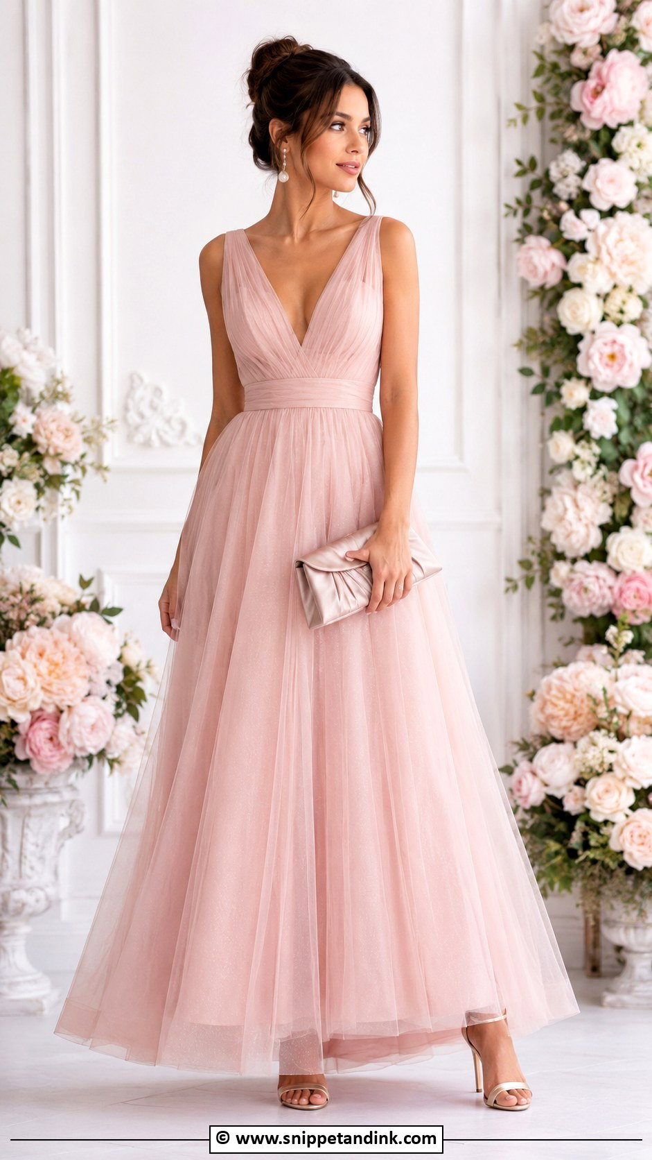 Blush A Line Gown Outfit - Snippet and Ink - 30 A Line Gown Ideas