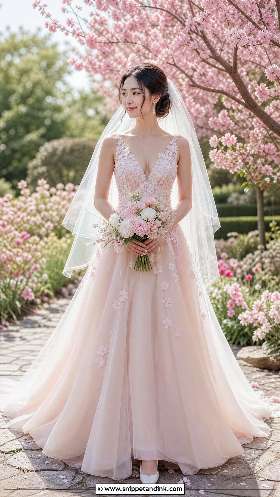 Blush A Line Sakura Wedding Dress - Snippet and Ink - 20 Sakura Wedding Dress Ideas