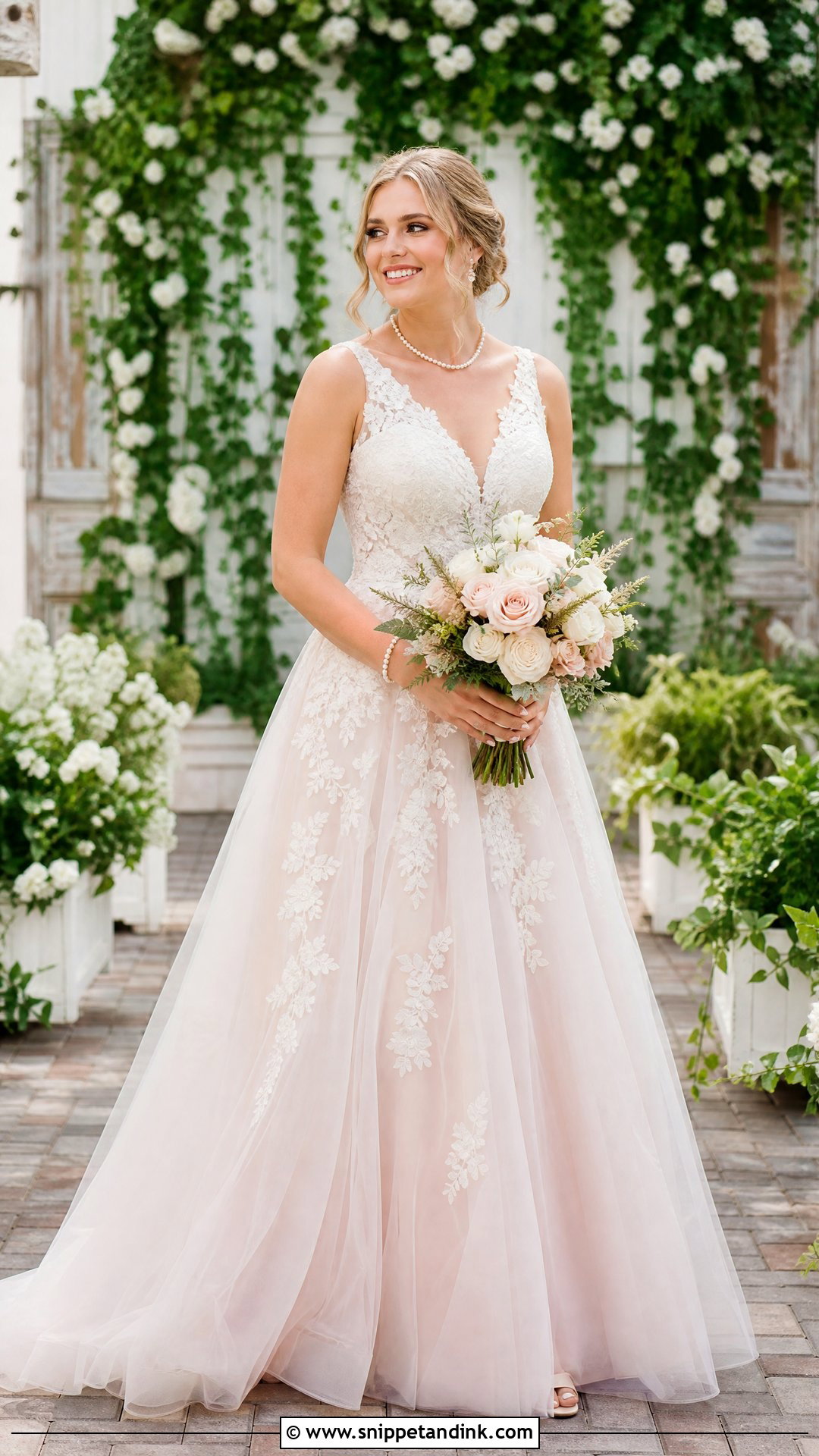 Blush A Line Wedding Dress - Snippet and Ink - 25 Romantic a Line Wedding Dress Ideas