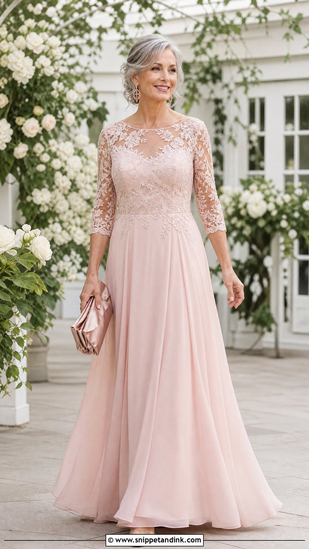 Blush A Line Wedding Dress - Snippet and Ink - 20 Older Women Wedding Dresses