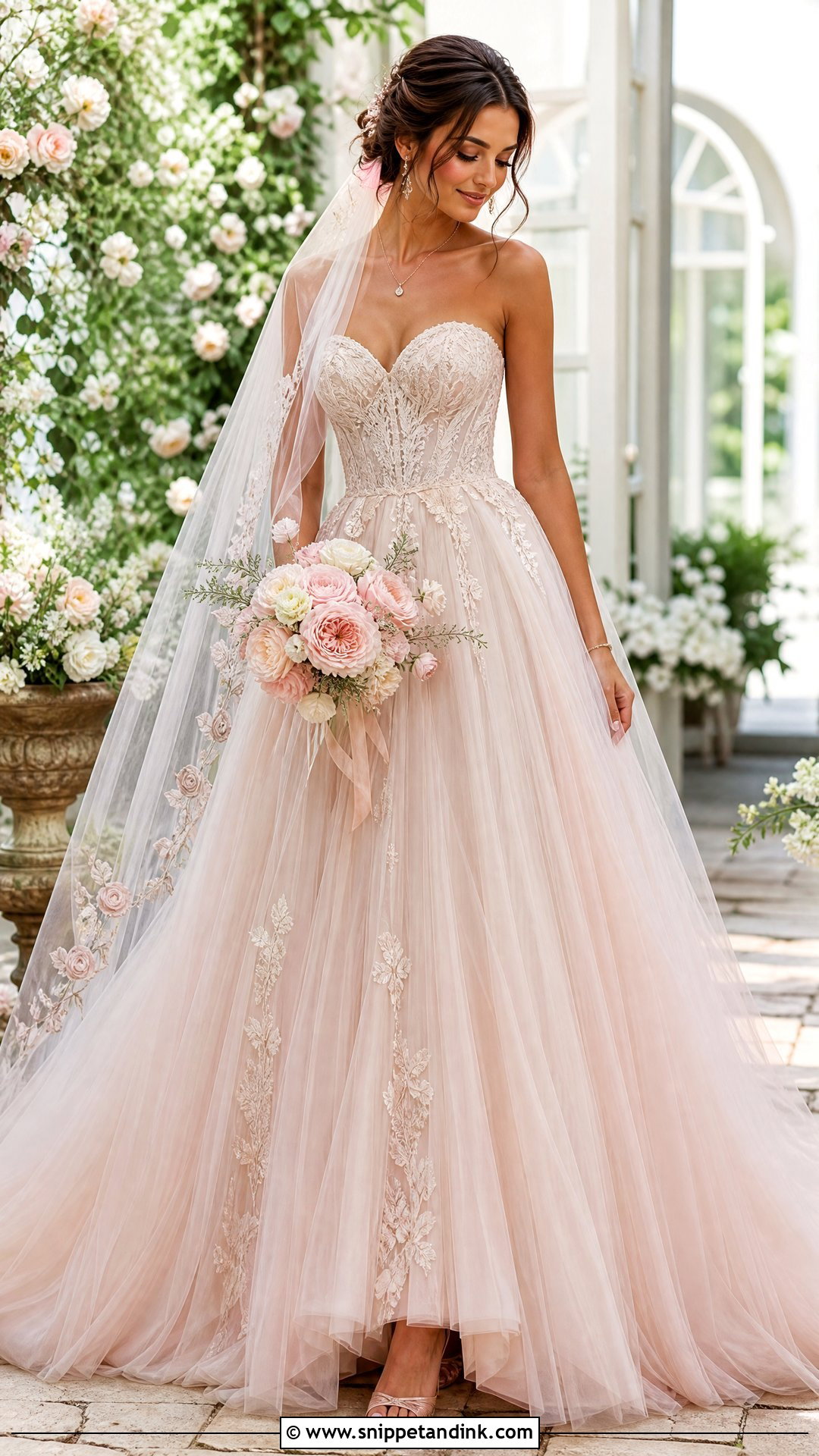 Blush And Champagne Wedding Dress - Snippet and Ink - 20 Wedding Dress Colour Combination Ideas
