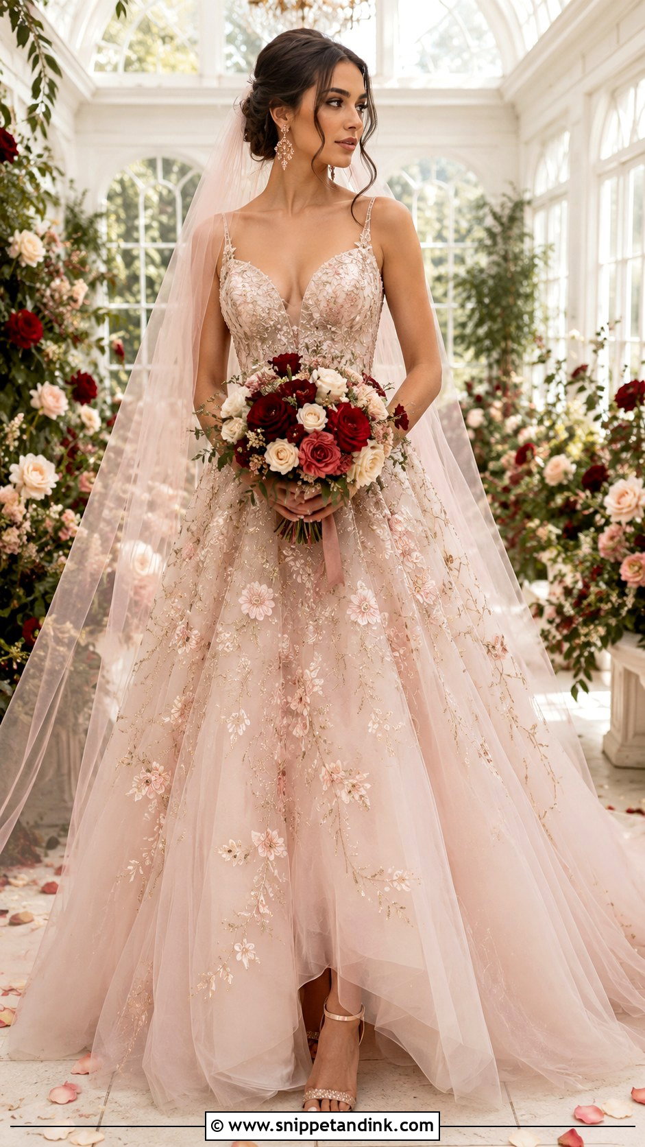 Blush And Gold Belle Wedding Dress - Snippet and Ink - 20 Belle Inspired Wedding Dress Ideas