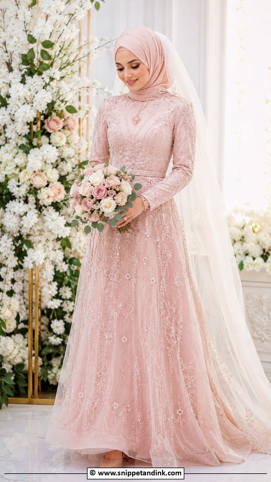 Blush Arabic Muslim Wedding Dress - Snippet and Ink - 25 Arabic Muslim Wedding Dress Ideas