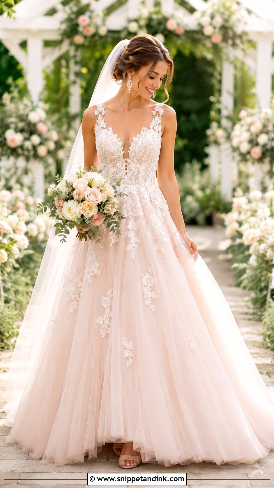Blush Ball Gown Wedding Dress - Snippet and Ink - 20 Ball Wedding Dress Ideas