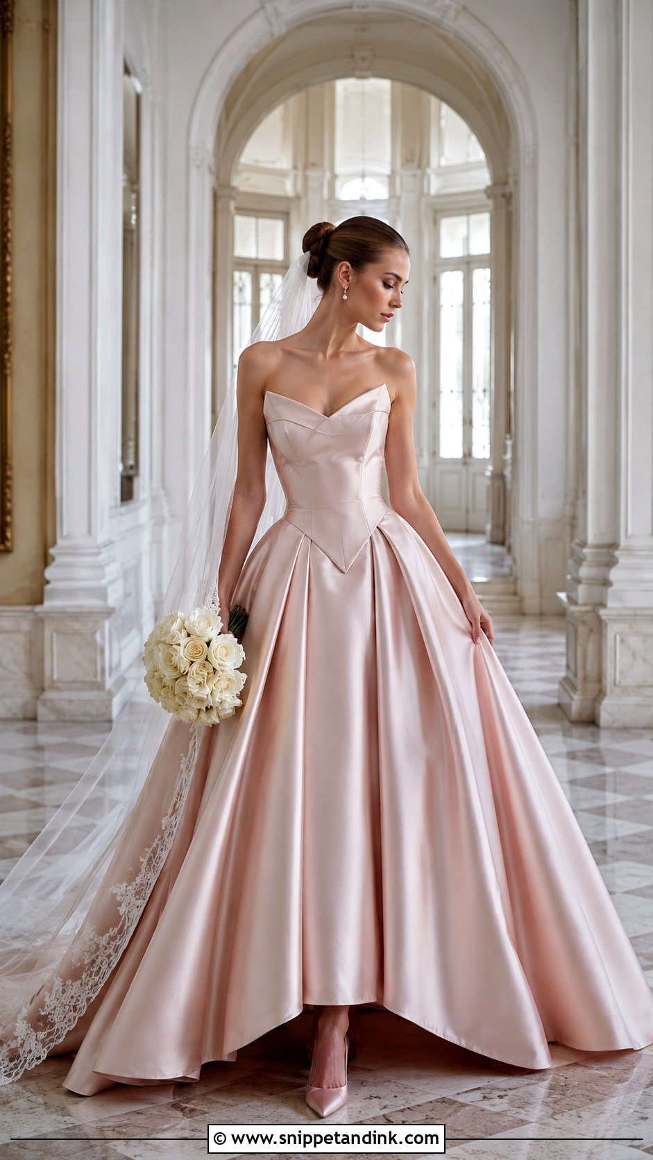 Blush Basque Waist Ball Gown - Snippet and Ink - 20 Blush Wedding Dresses