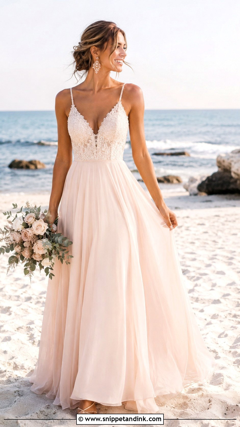 Blush Beach Wedding Dress - Snippet and Ink - 30 Beach Wedding Dresses