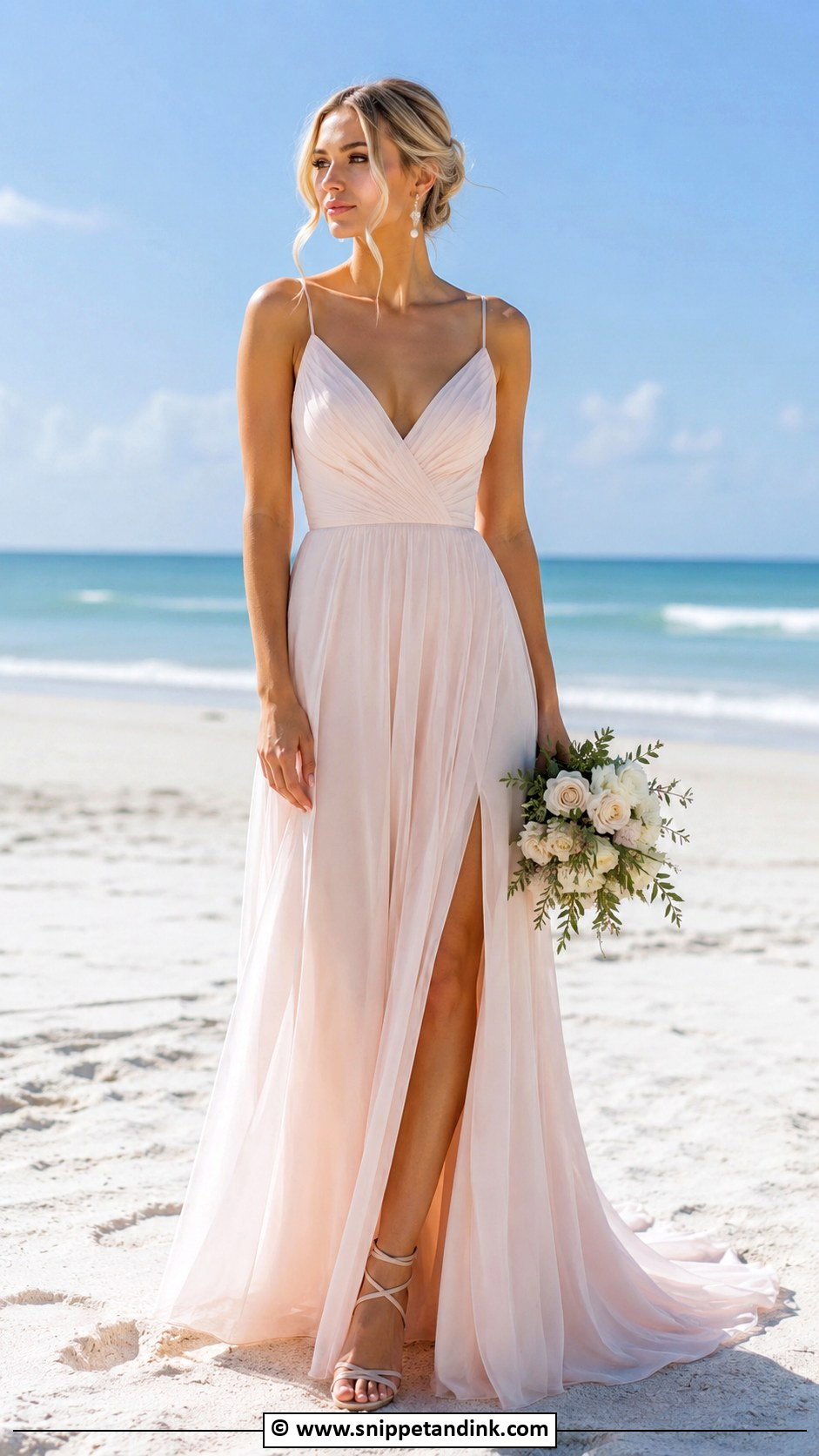 Blush Beach Wedding Dress - Snippet and Ink - 30 Blush Wedding Dress Ideas