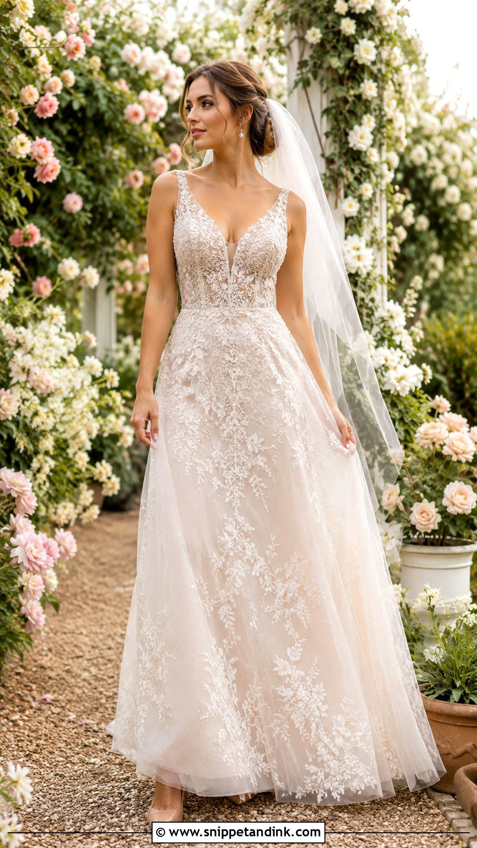 Blush Beaded Bridal Gown - Snippet and Ink - 20 Beaded Bridal Gown Ideas