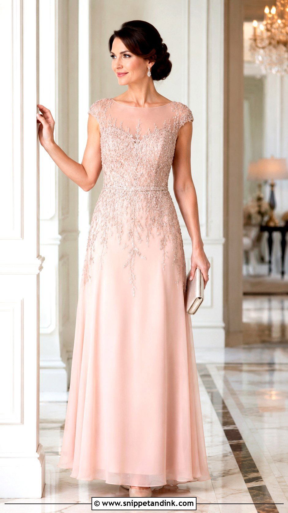 Blush Beaded Gown Outfit - Snippet and Ink - 20 Blush Gown Ideas