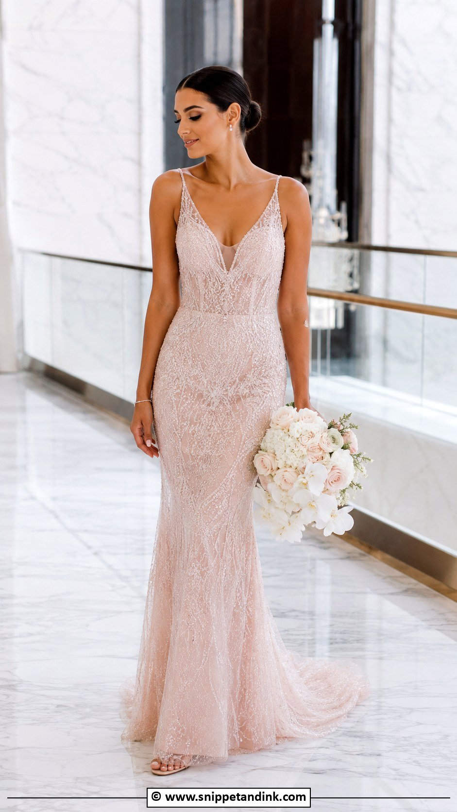 Blush Beaded Wedding Dress - Snippet and Ink - 30 Blush Wedding Dress Ideas