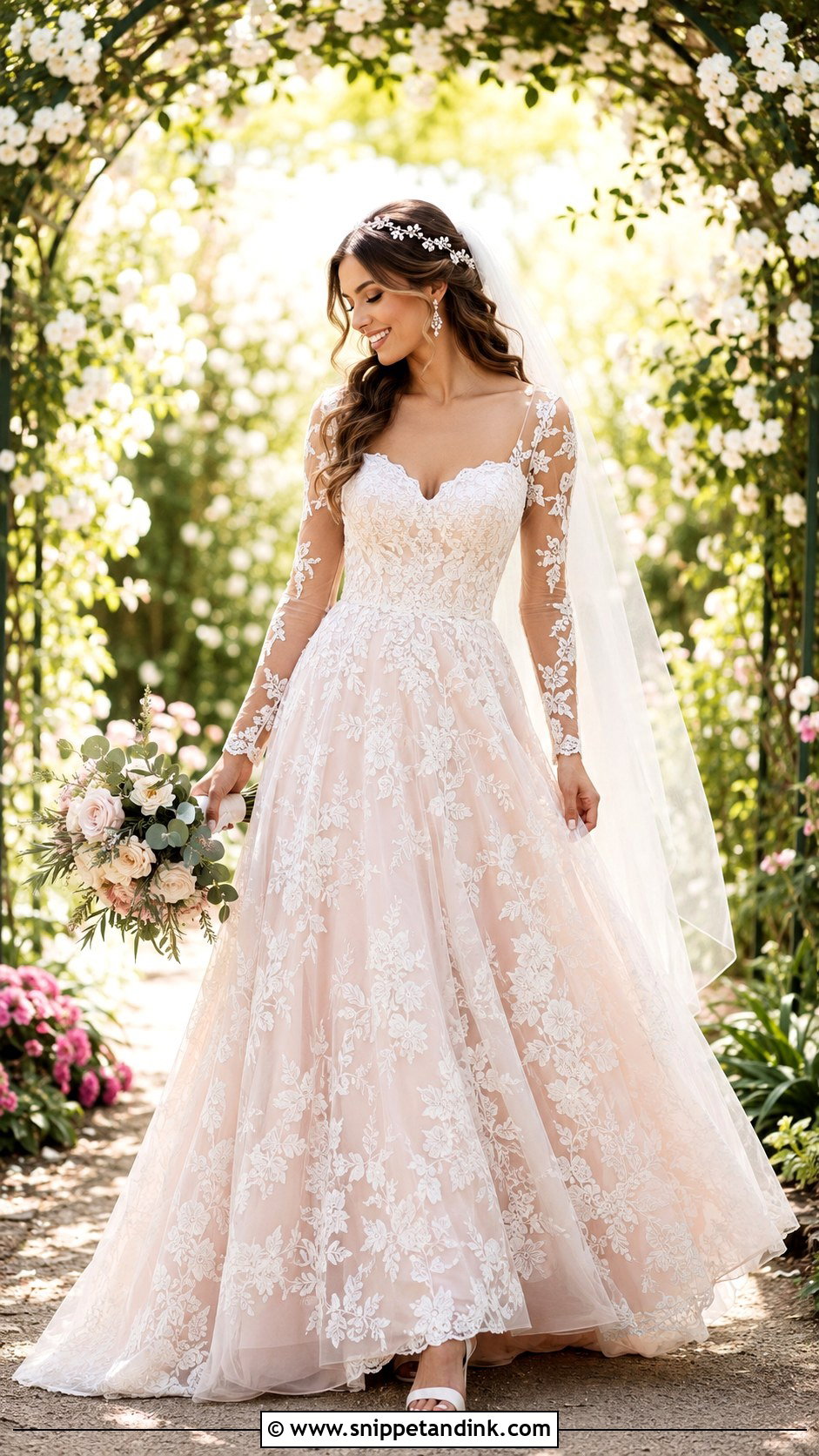 Blush Boho A Line Wedding Dress - Snippet and Ink - 20 Boho a Line Wedding Dress Ideas