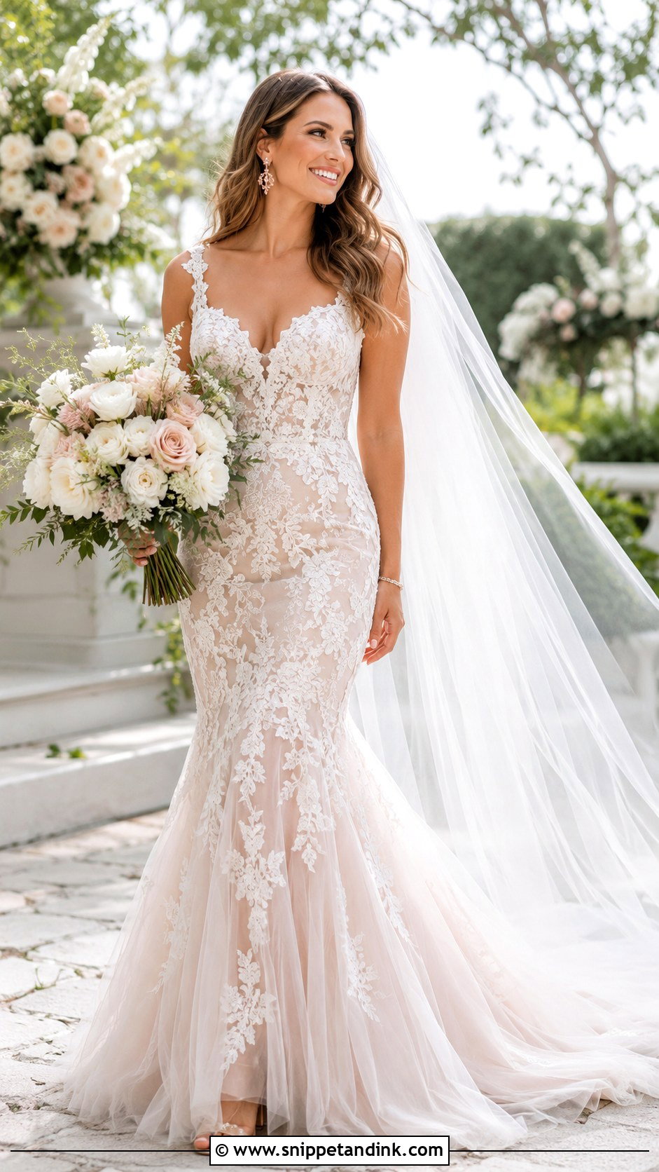 Blush Boho Mermaid Wedding Dress - Snippet and Ink - 20 Boho Mermaid Wedding Dress Ideas