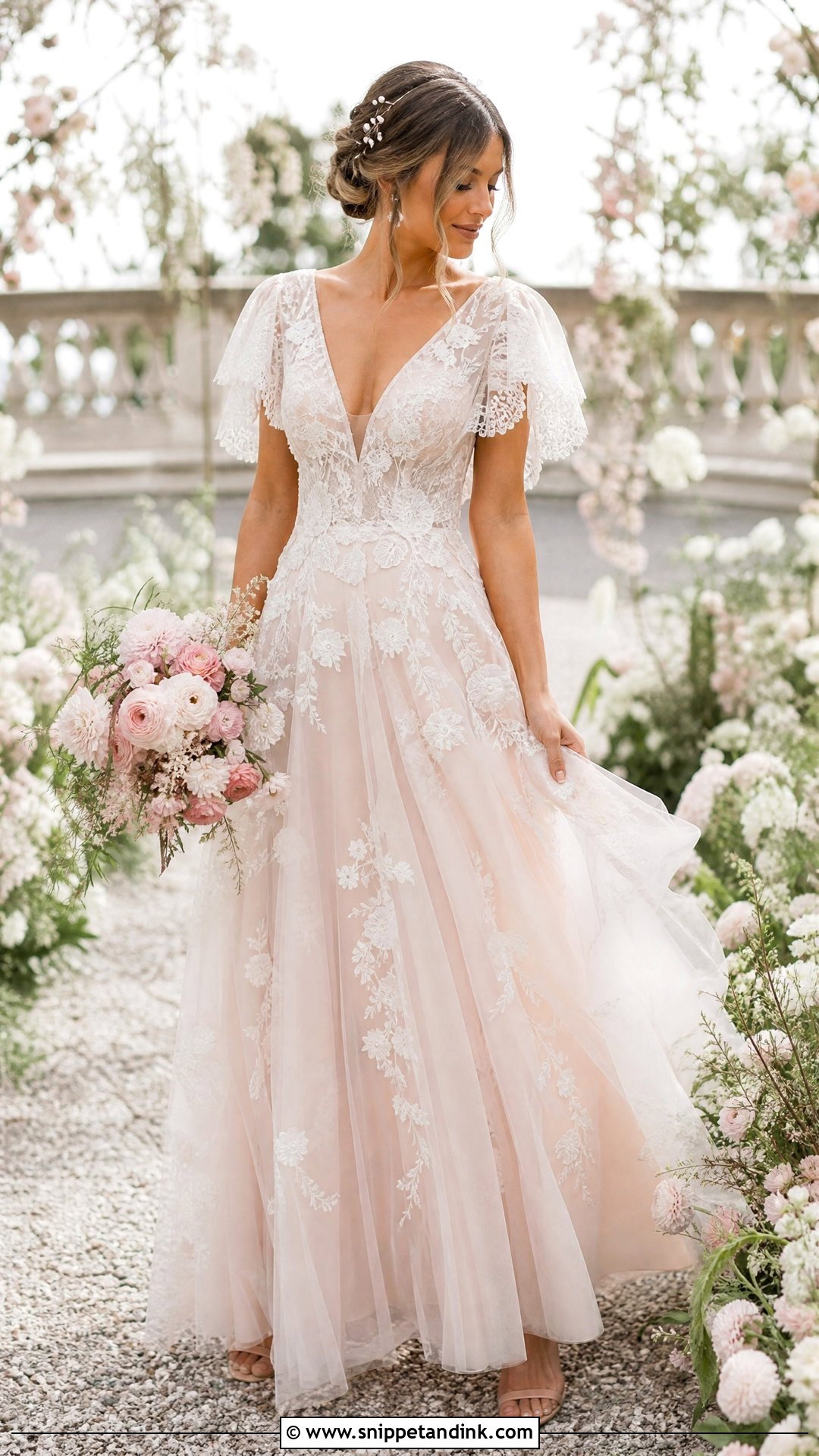 Blush Boho Wedding Dress - Snippet and Ink - 25 Boho Whimsical Wedding Dress Ideas