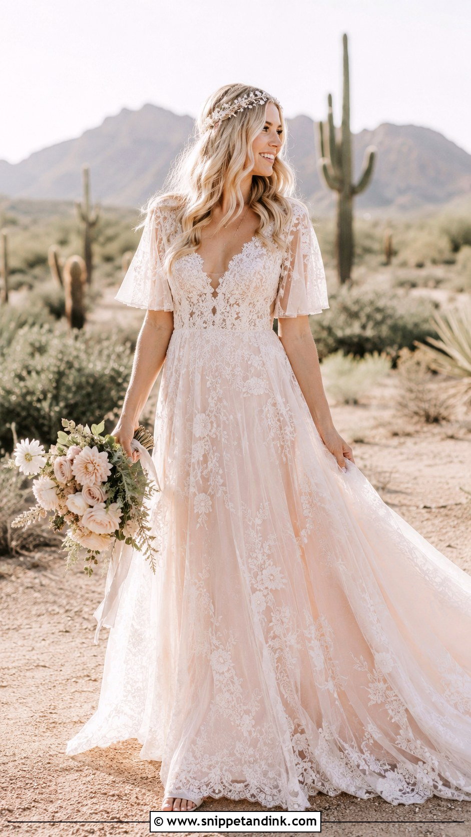 Blush Boho Wedding Dress - Snippet and Ink - 25 Blush Colored Wedding Dresses