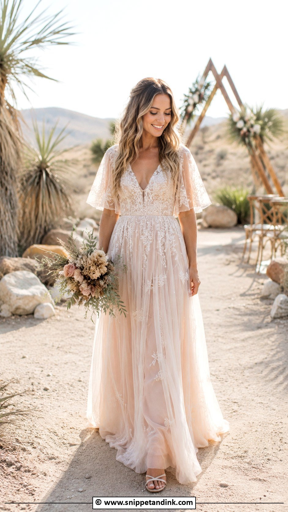 Blush Boho Wedding Dress - Snippet and Ink - 30 Blush Wedding Dress Ideas