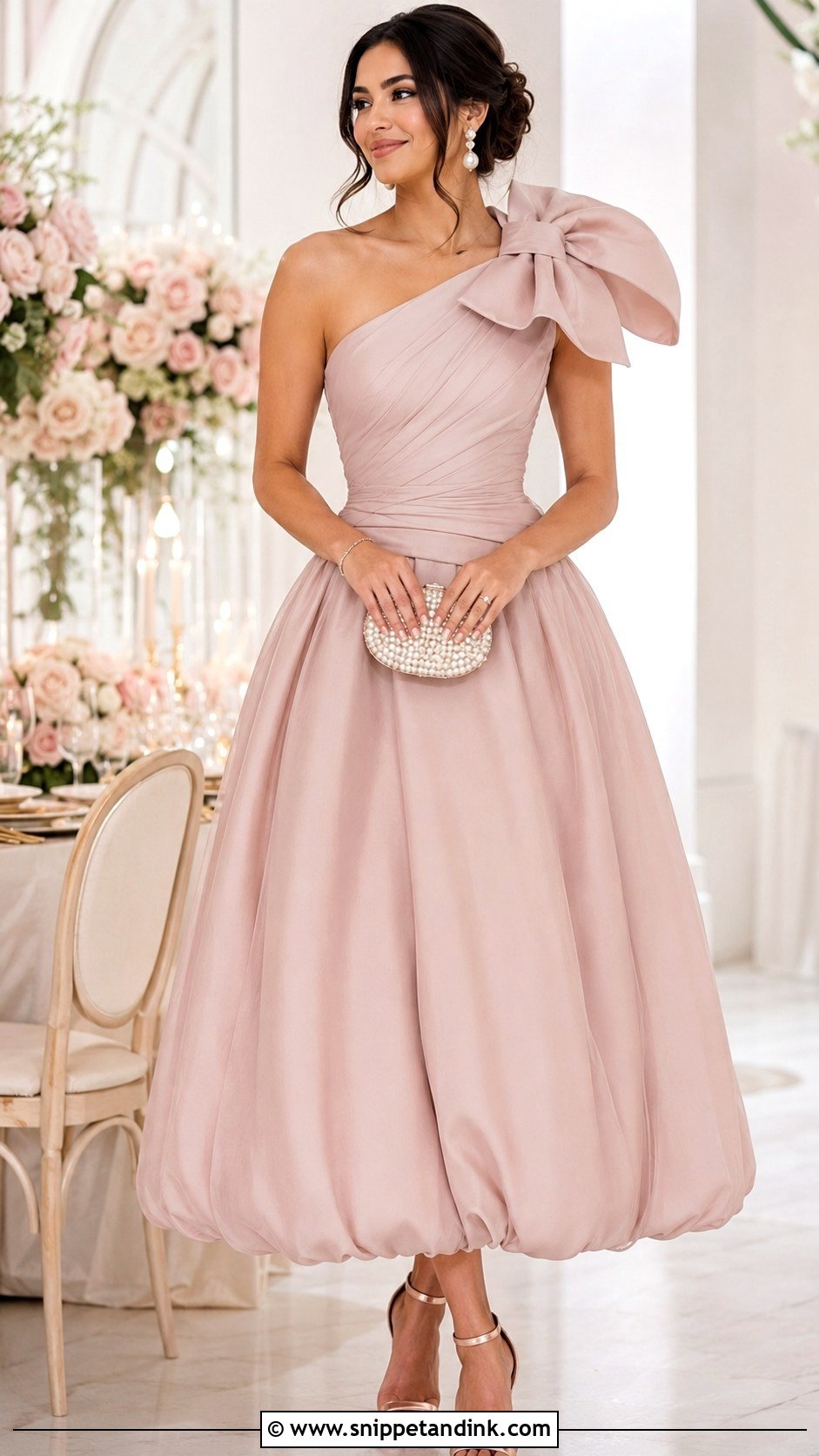 Blush Bow Balloon Gown - Snippet and Ink - 20 Balloon Gown Ideas