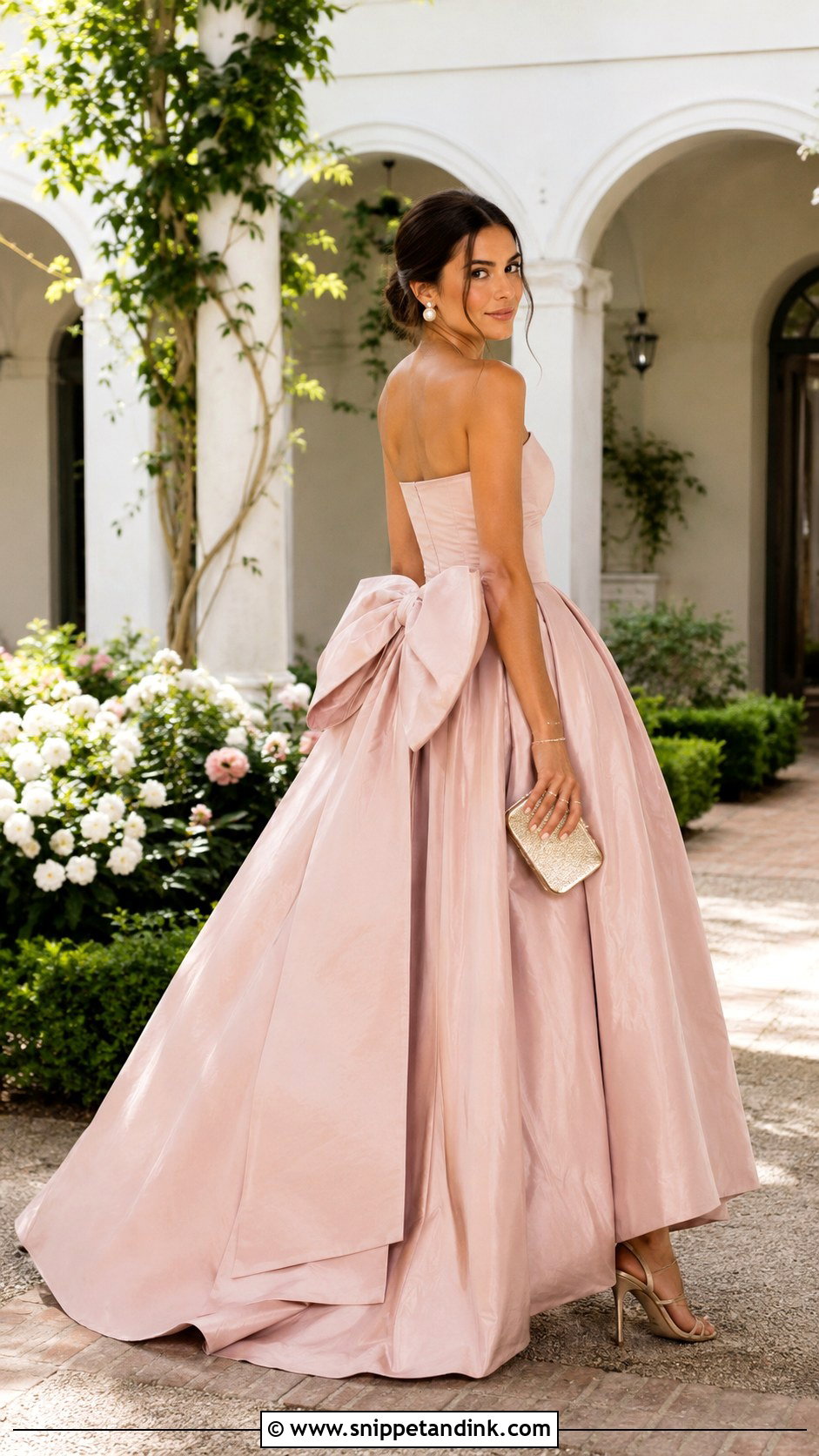 Blush Bow Taffeta Gown - Snippet and Ink - 20 Taffeta Gown Ideas