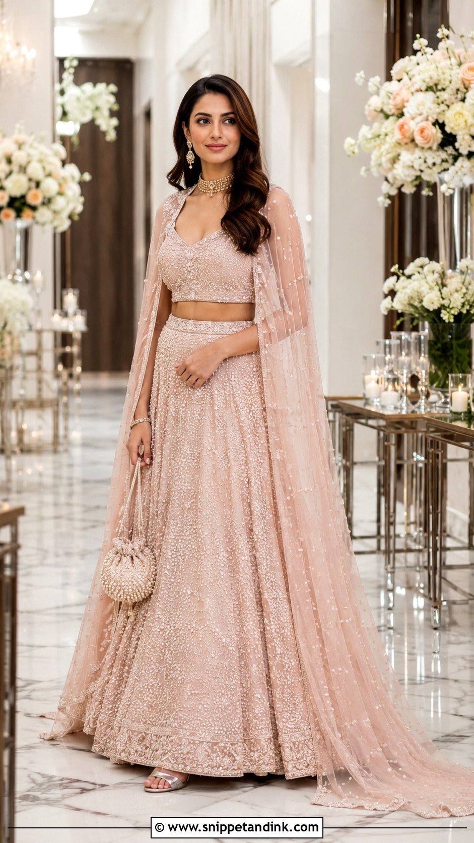 Blush Bridal Lehenga With Cape - Snippet and Ink - 20 Desi Bridal Dresses