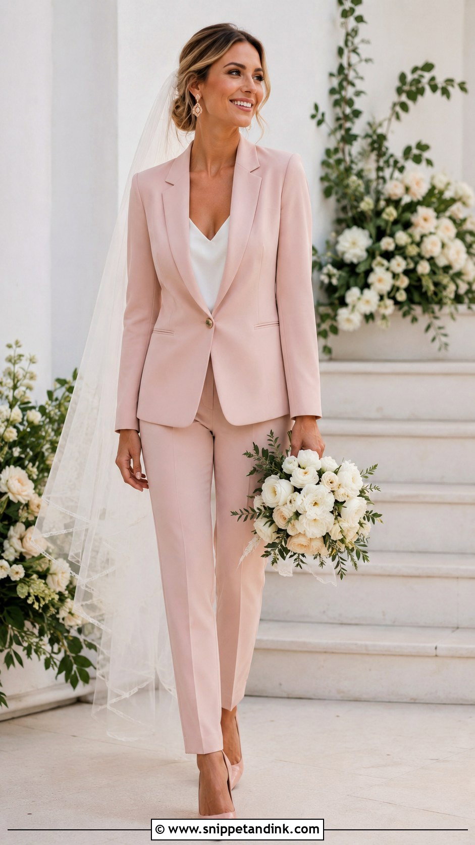 Blush Bridal Pant Suit - Snippet and Ink - 20 Bridal Pant Suit Ideas