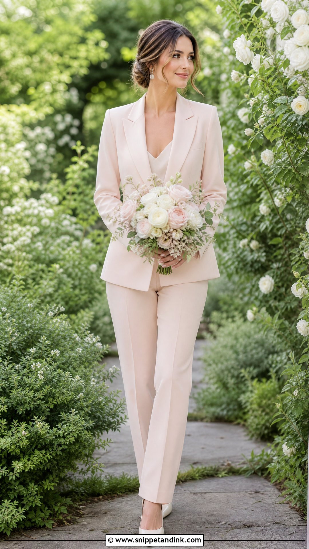 Blush Bridal Pantsuit - Snippet and Ink - 25 Bridal Pantsuit Brides Ideas