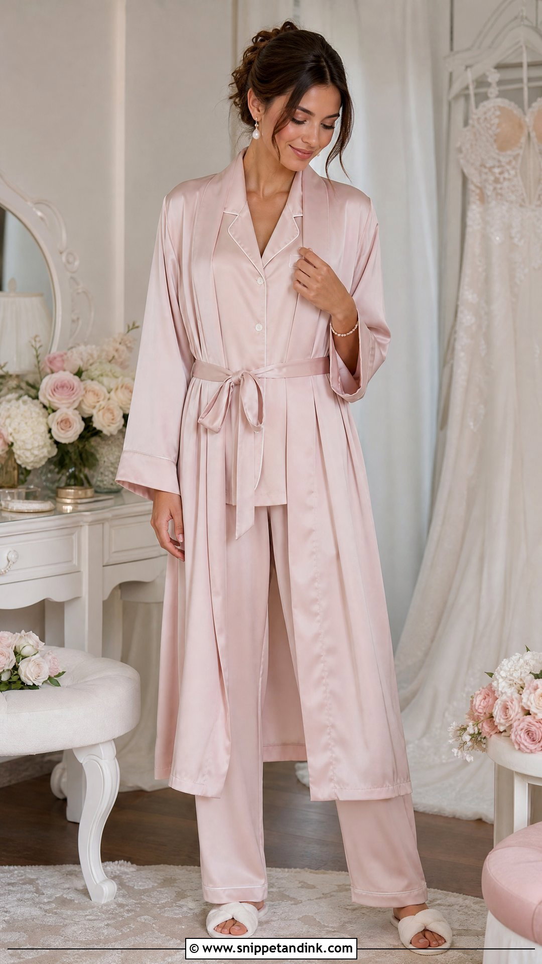 Blush Bridal Robe Outfit - Snippet and Ink - 25 Wedding Robes for Bride Ideas