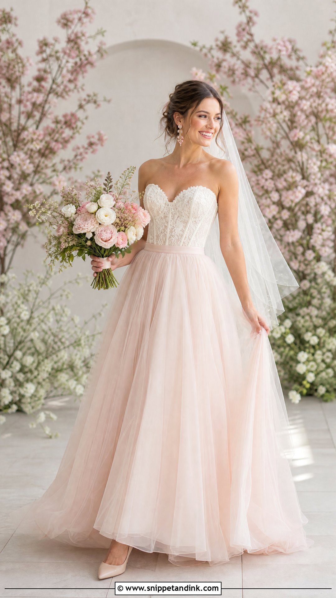 Blush Bridal Skirt With Ivory Corset - Snippet and Ink - 20 Bridal Skirts Ideas