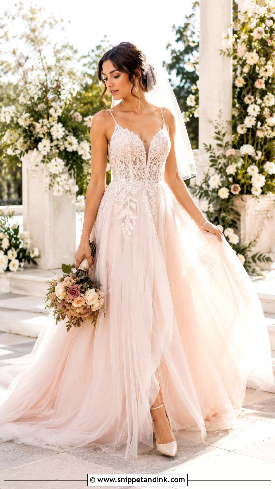 Blush Bride Dress - Snippet and Ink - 25 Bride Dress Aesthetic Ideas