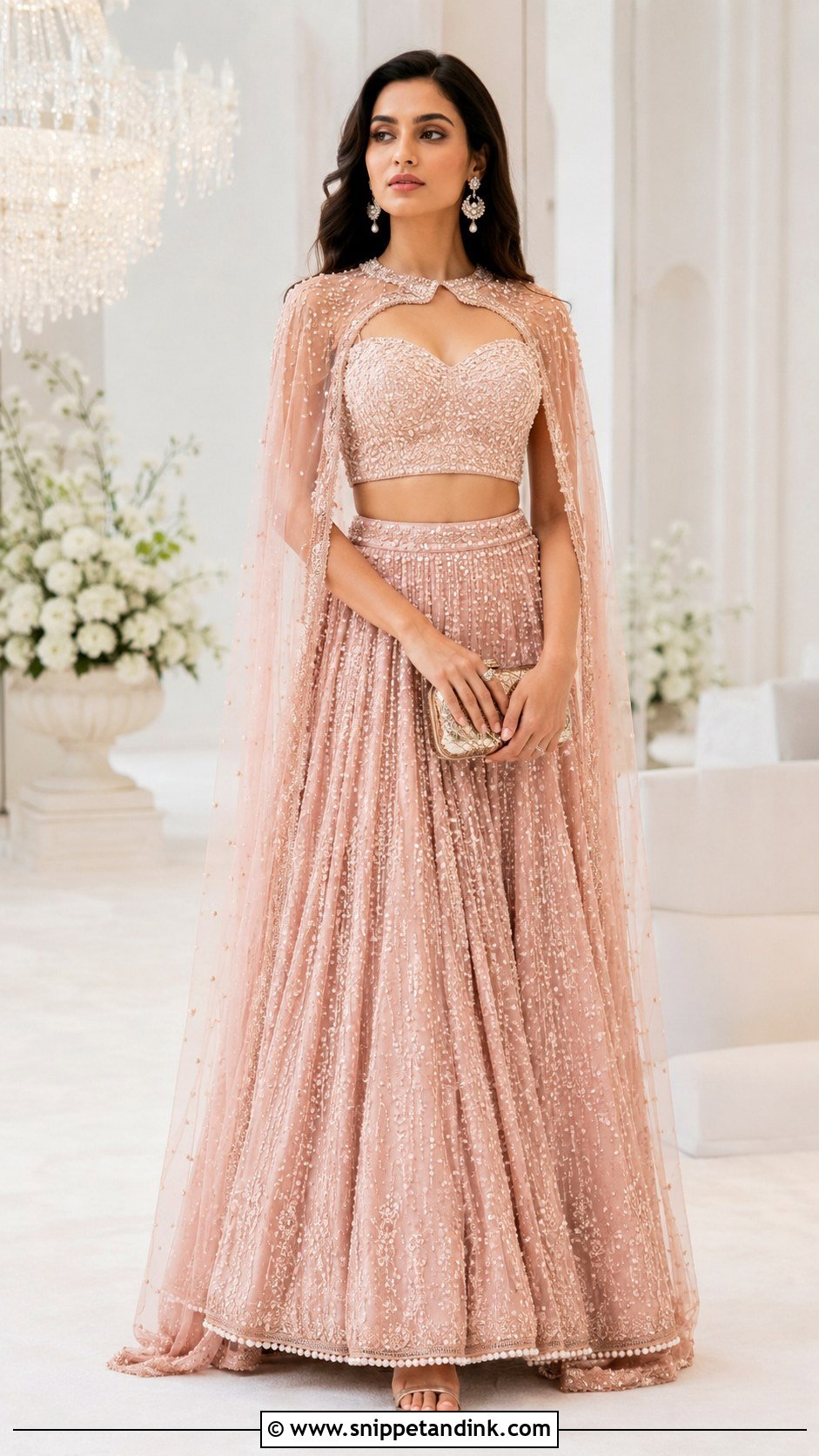 Blush Cape Lehenga - Snippet and Ink - 20 Indian Weddings Lehnga Designs