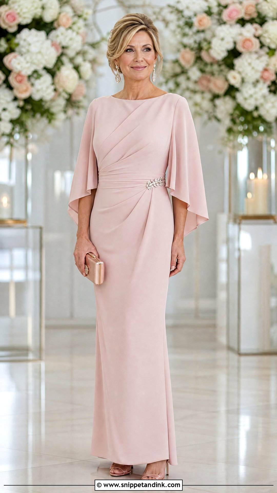 Blush Cape Sleeve MOTB Dress - Snippet and Ink - 20 Motb Dress Ideas