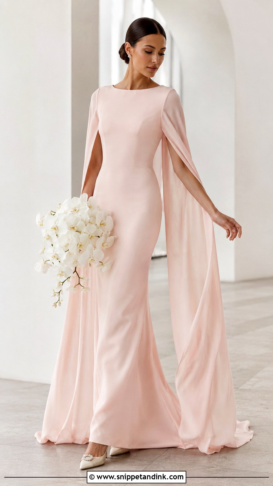Blush Cape Sleeve Wedding Dress - Snippet and Ink - 20 Blush Wedding Dresses